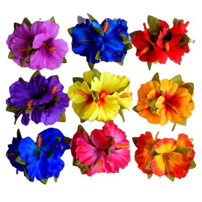 China Decoration Factory Supplier Wholesale HC00039 10 Colors Guaranteed Quality Price Appropriate Artificial Silk Hibiscus Flower Hair Clip Hawaii for sale