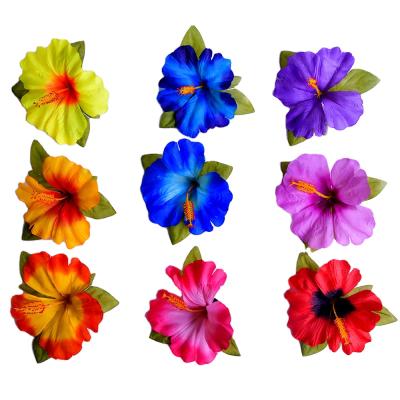 China Festival Performance Decoration Factory Supplier Wholesale HC00038 10 Colors Guaranteed Quality Price Appropriate Artificial Silk Hibiscus Flower Hair Clip Hawaii for sale