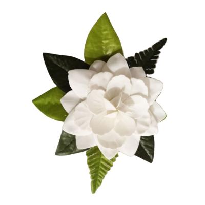 China Fashion Factory Wholesale Supplier HC00070-A Foam Gardenia Hair Claw W Velvet Leaf Hawaii Polynesian Dance Girl Festival Performance Decoration for sale