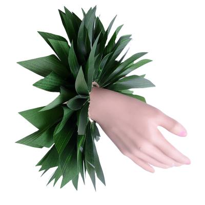 China Festival Performance Decoration Factory Supplier HW00003 17CM Wholesale Handmade Artificial Ti Leaves Bracelet Women Bracelet Dance Party Accessories Bracelet for sale