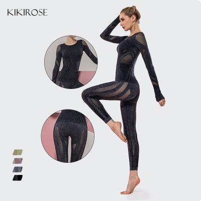 China 2021 Custom Women's Gym Breathable Fitness Long Sleeve Women Seamless Yoga Set XL for sale