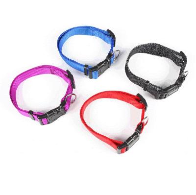 China Pet Supplies Solid Color Stocked Dog Collar Customized Nylon POM Buckle Collar Pet Dog Adjusting Collar for sale