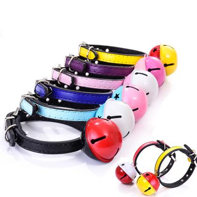 China Big Stocked Bell Cat Collar Dog Teddy Pet Low Price Pet Bell Collar Two Color Wholesale Pu Collars for sale