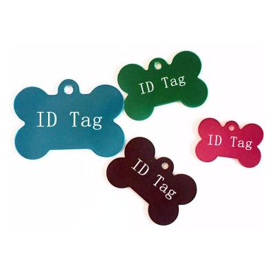 China Wholesale Custom Sublimation 38MM Dog ID Tag Aluminum Bone Stocked Shaped Engrave Blank Pet Collar Chain Dog Tag for sale