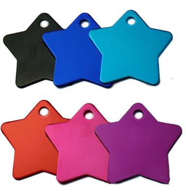 China Stocked Star Shape Aluminum Pet ID Tags Customized Customized Cat Dog Pendant Laser Tag No. name phone for sale