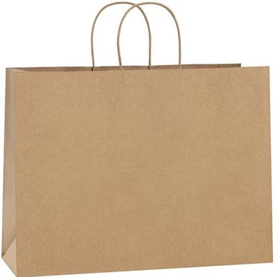 China Brown Promotion Shopping Food Deliver Portable Kraft Paper Bag With Handles for sale