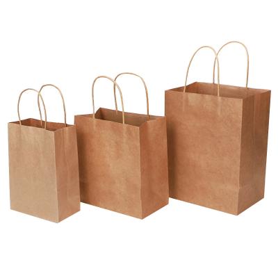 China Cheap Plain Reusable Custom Printed Logo Tote Shopping Brown Kraft Paper Bag for sale