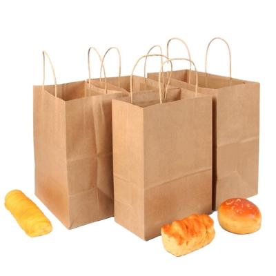 China Brown Custom Printed Logofood Storage Portable Kraft Paper Bag With Handles for sale