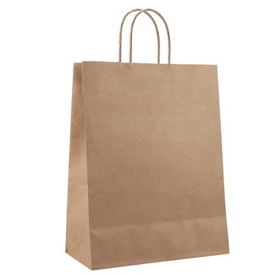 China multi size Custom Printed Logo brown color Portable shopping cloth storage Kraft Paper Bag With Handles for sale