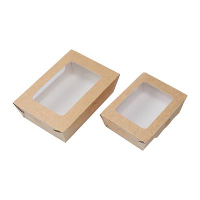 China Disposable kraft paper salad bowl kraft custom logo paper salad box for sale