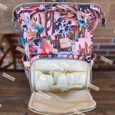 China Custom Multifunctional Water Resistant Travel Baby Backpack The World Needs More Cowbody Diaper Bag Large Capacity Mom Backpack Western Bags for sale