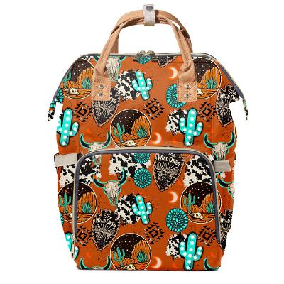 China Water Resistant Turquoise Marquee Cactus Travel Mummy Bag Large Capacity Custom Mummy Backpack Western Bag for sale