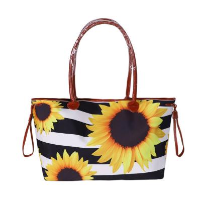 China Fashion Wholesale Canvas Handbag Lady Animal Print Cowhide Sunflower Shoulder Purse Western Women Skull Totes Pinch For Girl for sale