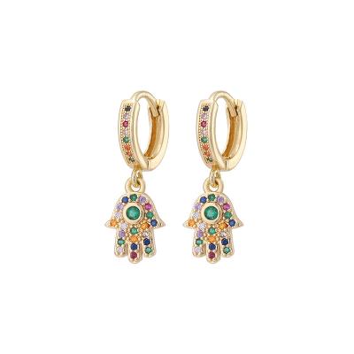 China European and American FASHIONABLE creative design Zircon CZ evil eye earrings shiny earrings for women evil eye stud earrings for sale