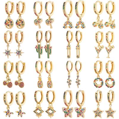 China New Styles FASHIONABLE Colorful Circle Earrings Shiny CZ Zircon Earrings For Various Kinds Of Earring Hooks Women for sale