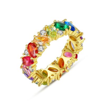 China CLASSIC Trendy Gold Plated Zircon Circle Rings Rainbow Rings New Style Rings For Women Jewelry for sale