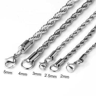 China Wholesale Gold Plated Twist Rope Chain Necklace Hiphop Hip Hop Jewelry Stainless Steel Necklace Men Women for sale