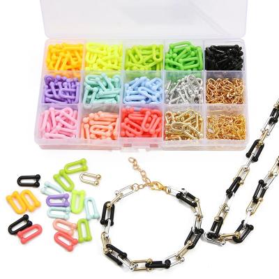 China Chain Hiphop DIY Buckle Accessories Chain Necklace Acrylic Bracelet Earrings Tool Kit U Style Acrylic Accessories for sale