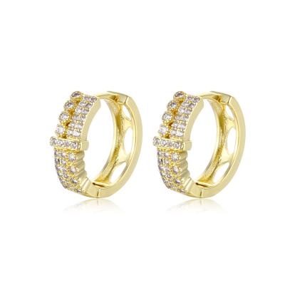 China TRENDY 18k Gold Plated Shiny CZ Hoop Earrings Wholesale Cheap Earrings For Women Geometric Statement Earrings for sale