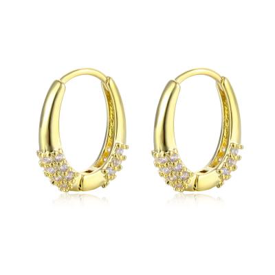 China 18 K Clay Earring Shiny CZ Gold Plated Wholesale Geometric Zircon Circle Stud Earrings Statement Statement Earrings for sale