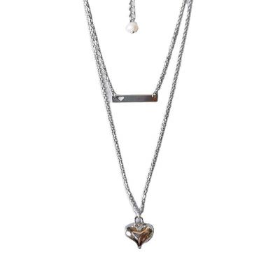 China Wholesale Custom TRENDY/FASHION 925 Sterling Silver Heart Double Layer Necklace Gold Jewelry for sale