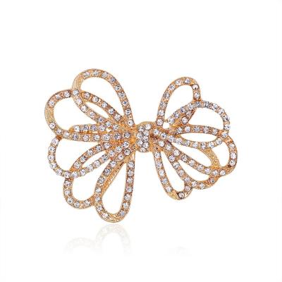 China ALLOY European And American Alloy Set Diamond Bow Corsage Fashionable Brooch Pin For Suits for sale