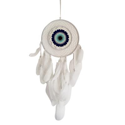 China Indian hot sale design Indian eyes white dreamy feather devil catcher big blue eyes dreamy wall hanging decoration for sale