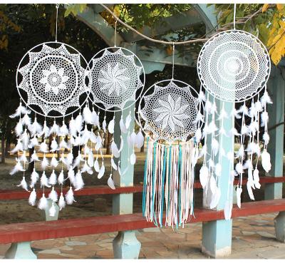 China Wholesale DIY Kit Dream Catcher Dreamcathcer Wall Large Indian Handmade Hanging Decoration Catcher White Dream Feather for sale