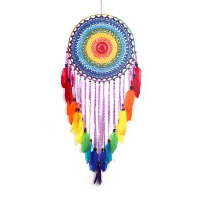 China Dreamcatcher Indian Colorful Net Creative Home Decoration Feather Designs Pendant Dreamcatcher for sale