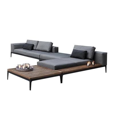 China Modern KD structure Hotel Furniture Sofa Nordic L shape contemporary Garden Sets Sofa Multi functional Outdoor Sofa With Cushion for sale