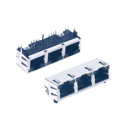 China JINDA PCB Top Input Connector With LED 1x3 RJ45 Modular Jack for sale