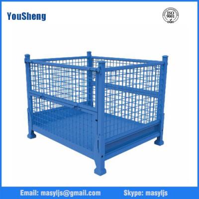 China Stackable Wire Mesh Storage Pallet Cages, powder coated and heavy duty for sale