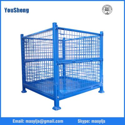 China Steel Pallet Box Metal Mesh Container Lockable Storage Roll Wire Mesh Cage for sale