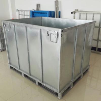 China Collapsible stacking galvanized metal steel storage box pallet container for sale