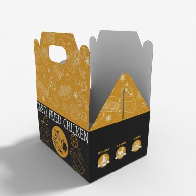 China Custom Wholesale Recycled Materials Box Eco Friendly Packaging For Food Take Away Paper Box Roast Chicken Nuggets Wings Paper Box for sale