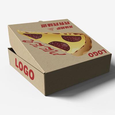 China Custom Recycled Materials Flip Top Pizza Packaging Box Food Grade Kraft Paper Pizza Packaging Box Fast Food Foldable Takeaway Packaging Box for sale