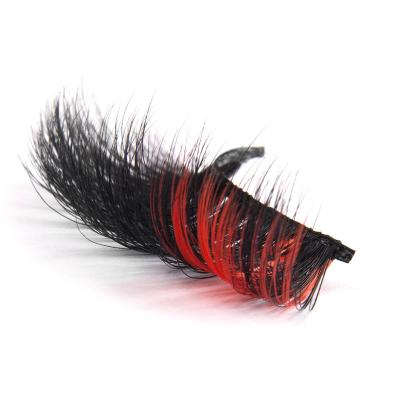 China Long Natural Color Lash Cruelty Free 100% Handmade Mink 3D Color Lash Mink Eyelashes Full Strip Soft Color False Eyelashes for sale