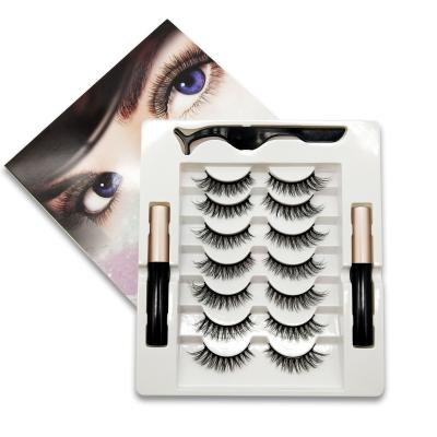 China Full Strip Long Natural Newcomers Lashes Wholesale Private Label Magnetic Eyelashes With Eyeliner for sale