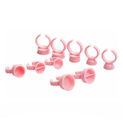 China white and pink mink ring/wholesale cheap plastic silk glue glue holder disposable ring for sale