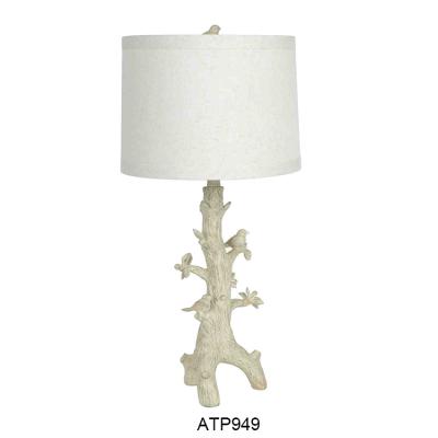 China Traditional Home Vintage Fabric Shade Side Bed Accent Tree White Table Lamp for Home Decoration for sale