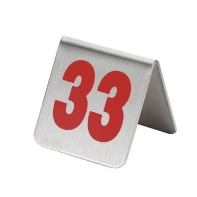 China Stock Product Stainless Steel Metal Hotel Restaurant Supplies Red Place Card Table Numbers for sale