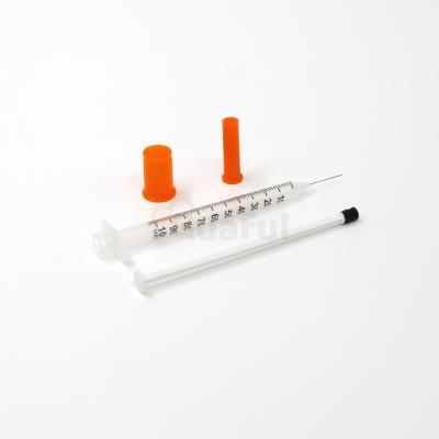 China High Quality Disposable PVC Insulin Syringe 1ml Insulin Syringe With 29G Fixed Needle for sale