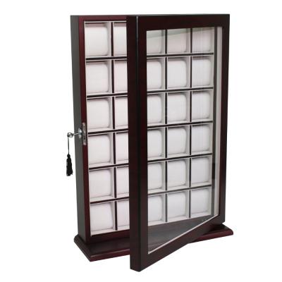 China Handmade Arts And Crafts Large Wooden Bubinga Wall Hanging Watch Display Cabinet for sale