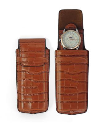 China Handmade Crocodile Pattern Travel Smart Watch Case Simple Pocket Leather for sale