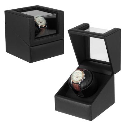 China Handmade Simple Turn Leather Storage Package Automatic Watch Winder Box For Mechanical Watch for sale