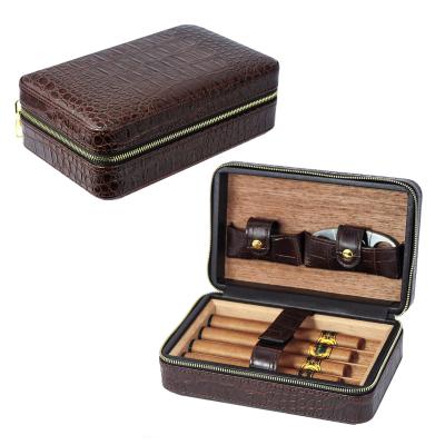 China Custom Logo and Color Luxury PU Factory Price Cigar Box Packaging Cigar Box Leather Cigar Humidor for sale