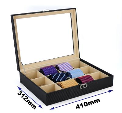 China Stocked Custom Leather Black 12 Slots Tie Box Packaging Wholesale for sale