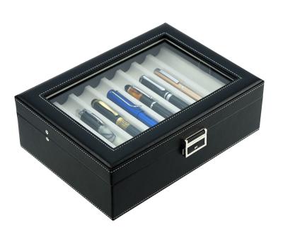 China Pens Collect In Stock 16 Fountain Pen Collection Stained Glass Luxury Leather Pen Box Packaging for sale