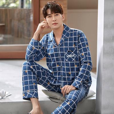 China Good Quality QUICK DRY Factory Directly Customized Comfortable Casual 100% Cotton Plaid Pajamas Winter Mens Pajamas Sleepwear 2 Piece Set for sale