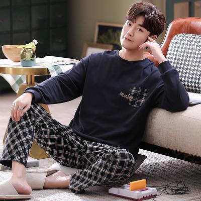 China Good QUICK DRY Custom Factory Winter Plaid Sleep Bottoms Long Directly 2 Pieces Wear Set Custom Men Lounge Designer Cotton Pajamas for sale